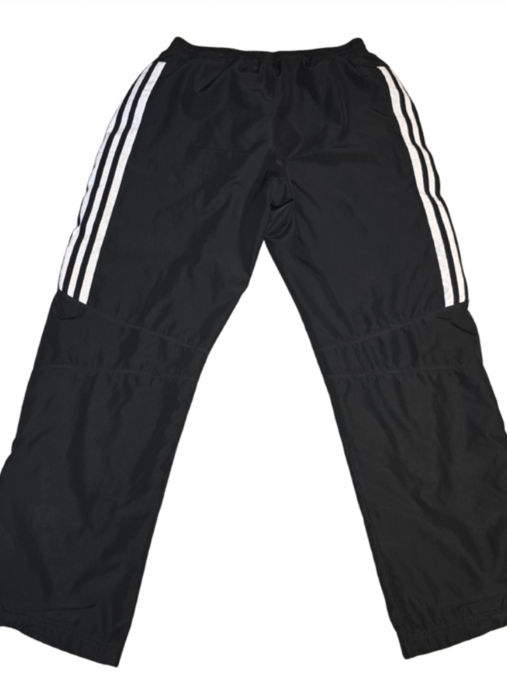 Adidas Black 3 Stripe Track Pants Windbreaker Size Medium - Picture 2 of 5